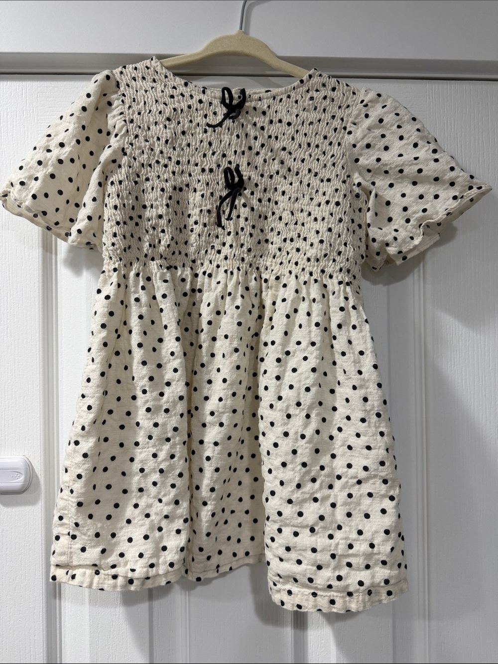 Zara Cream Dress with Black Polka Dots